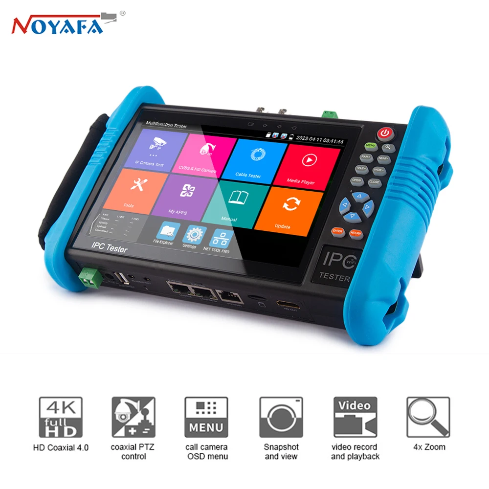 NOYAFA 7 inch CCTV Tester 8MP TVI AHD CVI Security Camera tester IPC tester with HDMI Output POE tester