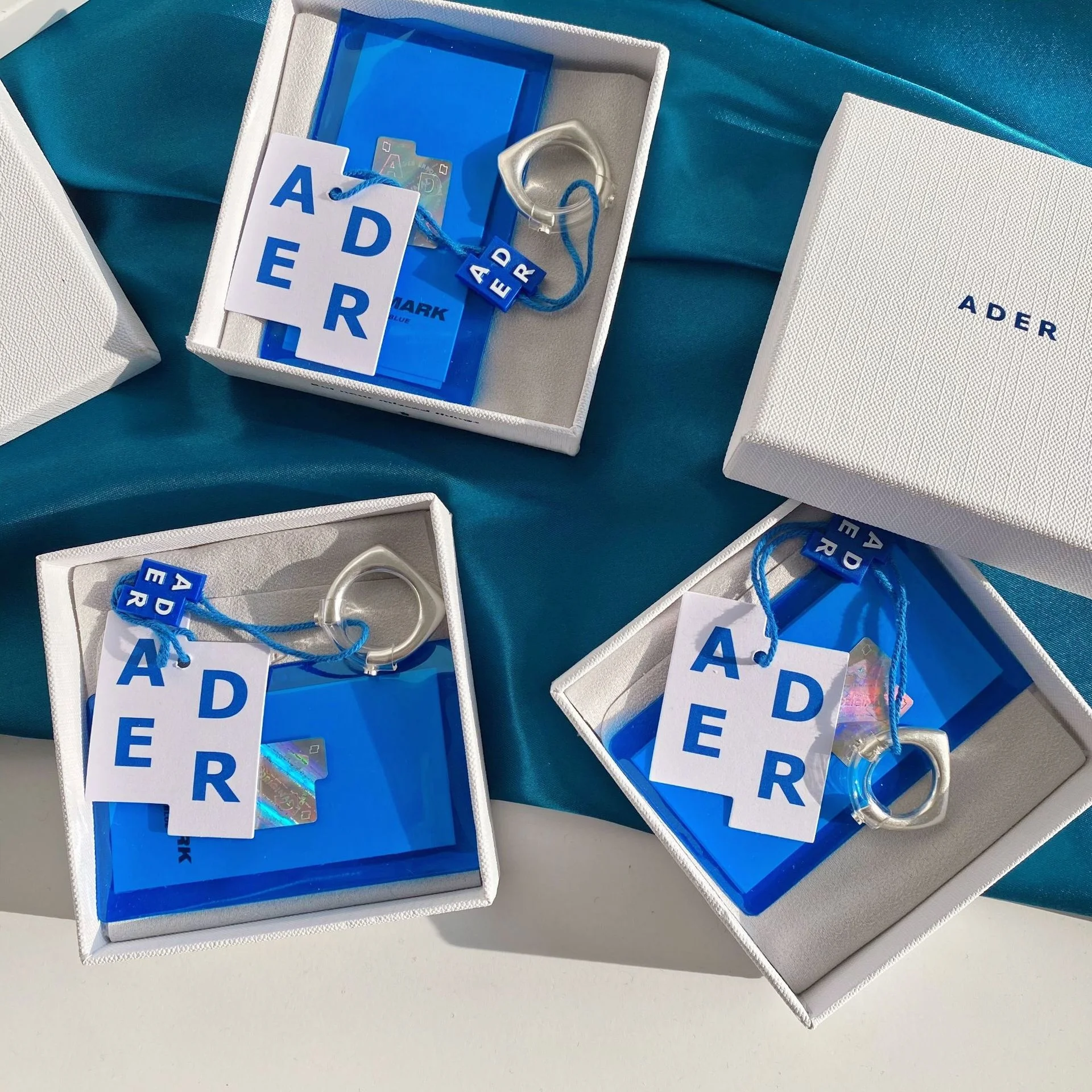 

ADER ERROR Ring Men Women High Quality 1:1 Silvery Adererror Bolt Rings ADER Blue Tag Label