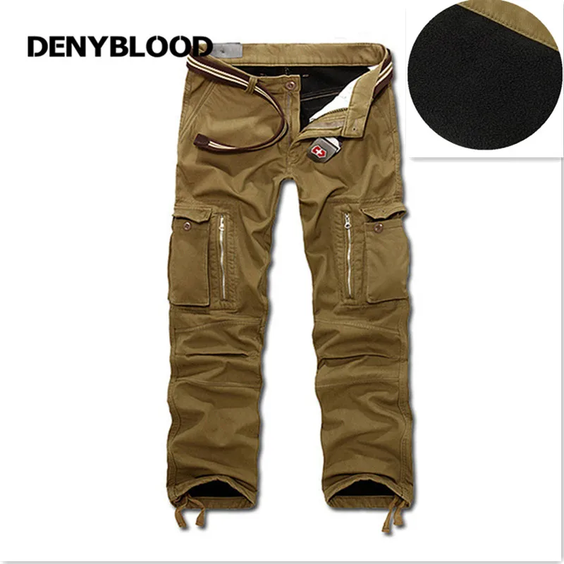 Denyblood Jeans Plus Size 28-44 2022 Winter Cargo Pants Velvet Warm Thick Chinos Pants 012