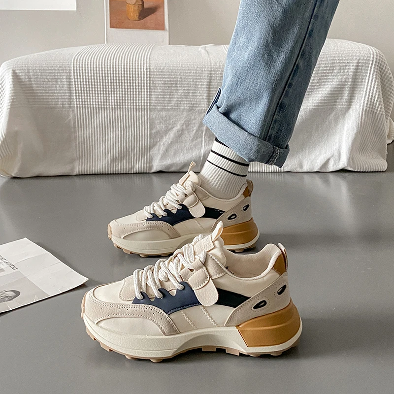 

Women Sneakers 2023 Spring Luxury Lace Up Platform Sports Shoes for Women Casual Ladies Running Shoes Women's Vulcanize Shoes