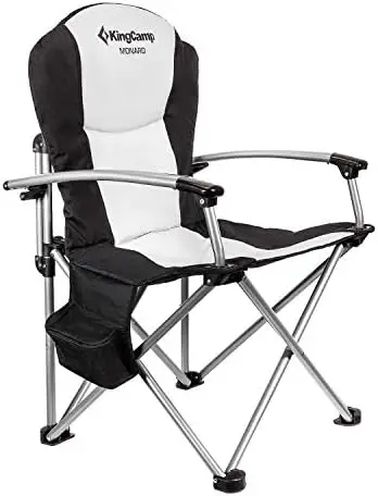 Duty Padded Outdoor Camping Folding Chair with Lumbar Back Support, Cooler, Armrest, Cup Holder, Side Pocket, Supports 353 lbs P