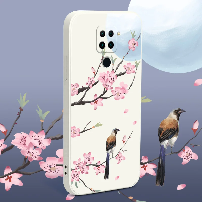

Peach Blossom Camera Lens Protect Case For Xiaomi Redmi Note 10 10S 9T 9 8 7 Pro Max Redmi 9 9A 9T Liquid Silicone Phone Cover
