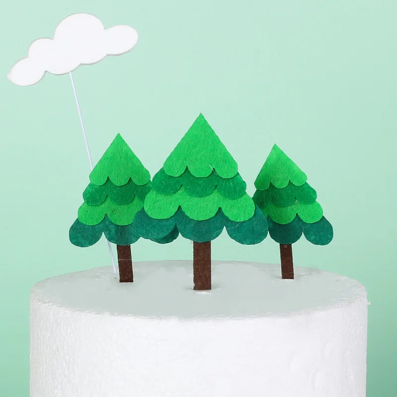 

3pcs/bag Green Forest Tree Cake Topper Jungle Safari Theme Party Cake Decoration Candy Shower Kids Party Supplies Favors