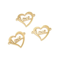 10pcs stainless steel 1722mm gold plated charm heart connectors for diy love jewelry bracelets making findings new