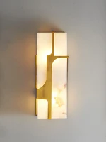 Cuboid Marble LED Wall Sconce Art Design Living room Bedroom Wall Light Gold Metal Surface Mount Hotel Wall lamp Unique Lighting
