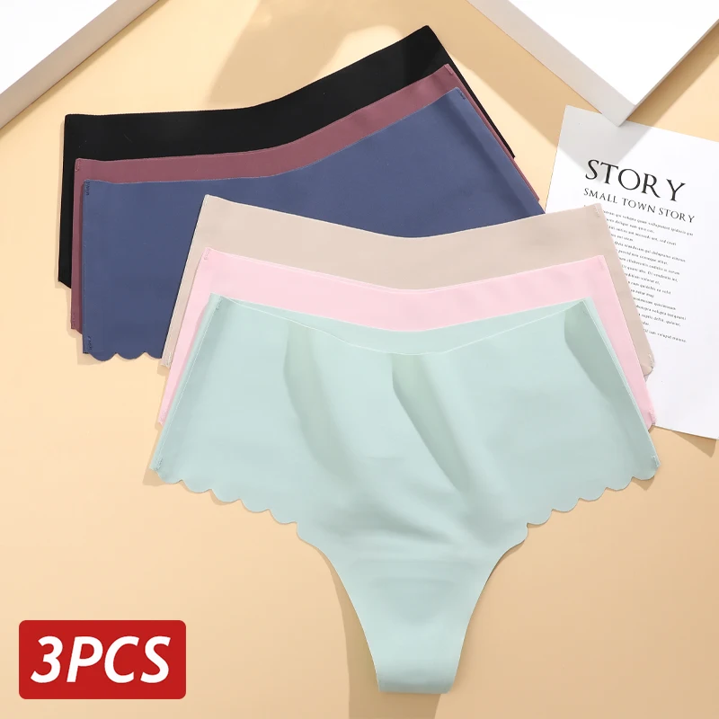 Шелковые Бесшовные Женские Стринги Ультратонкие Волнистые Трусики Со Средней И