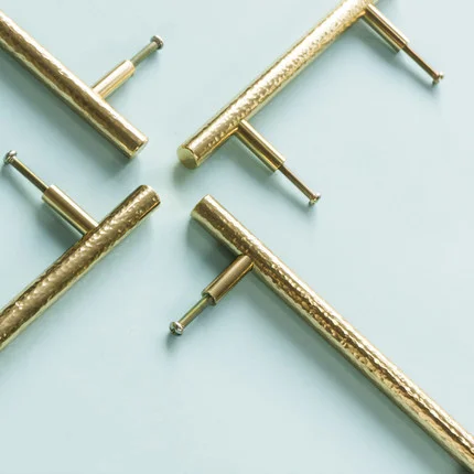 Однотонные латунные ручки для дверей шкафа и мебели ящика Т-образные