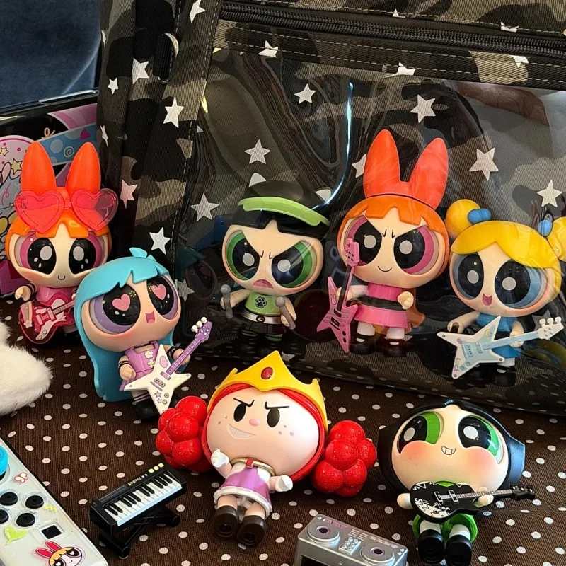 Фото Новая коллекционная фигурка BLOKEES The Powerpuff Girls Cute Beats Series Vol.1 в слепой коробке, настольное украшение, модель, игрушка, подарок на день рождения №3