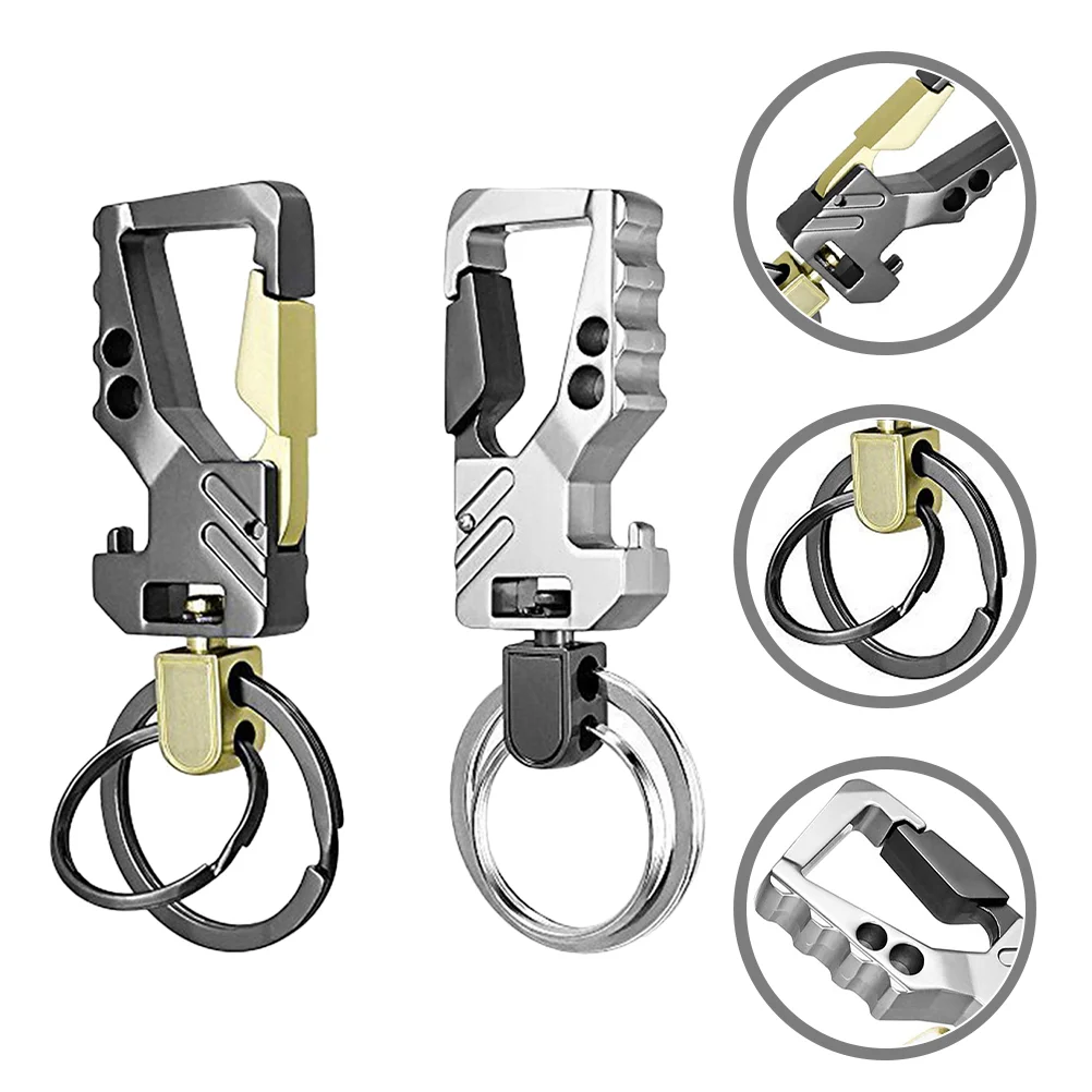 

2 Pcs Multifunctional Keychain Wear-resistant Bottle Opener Metal Car Keychains Delicate Zinc Alloy Hanging