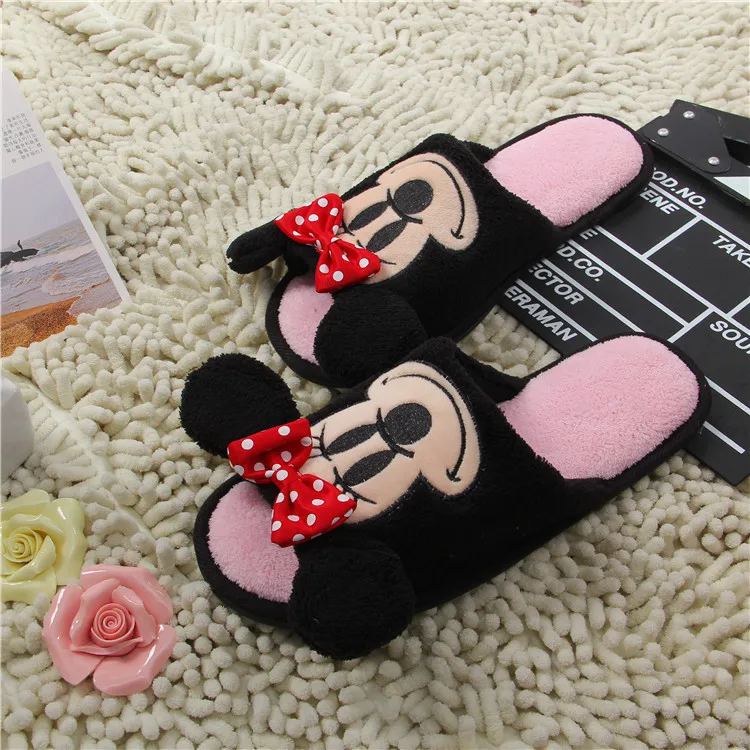 

Новинка, домашние тапочки Disney с Микки и Минни, хлопковые дышащие удобные офисные Нескользящие водонепроницаемые тапочки для пола