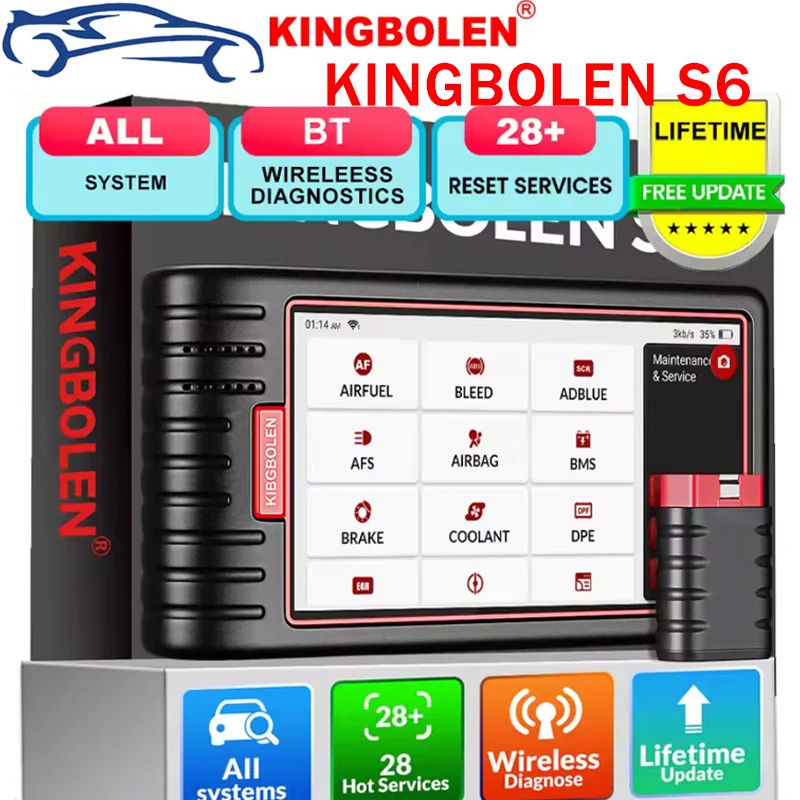 Сканер Kingbolen S6 OBD2 универсальный считыватель кодов Bluetooth автомобильный