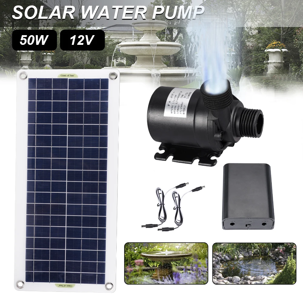 

50W 800l/h Brushless Solar Water Pump Monocrystalline Silicon Low Noise Continuous Work Pond Pump Camping Travel Kit Tool