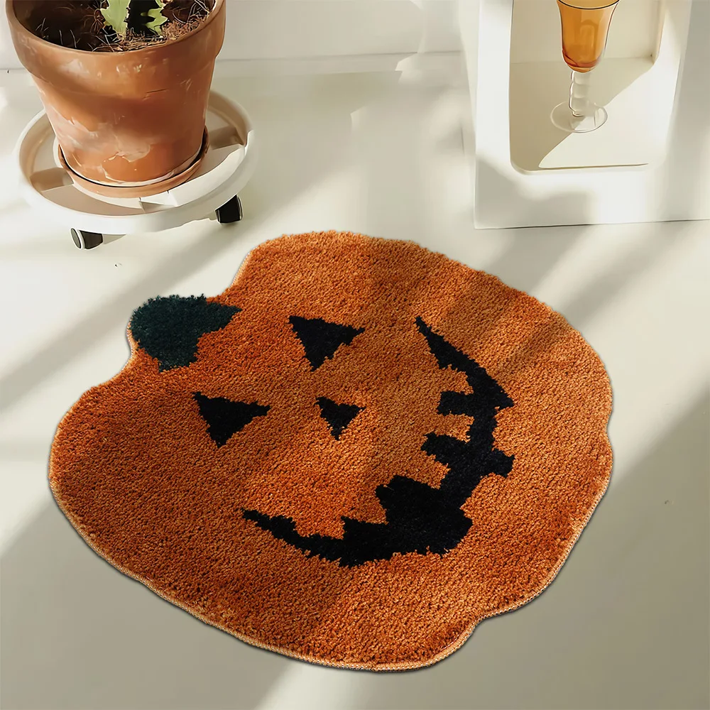 

Halloween Creative Bathroom Pumpkin Floor Mat Skeleton Holiday Horror Decoration Rug Water Absorbing Non Slip Entrance Doormat