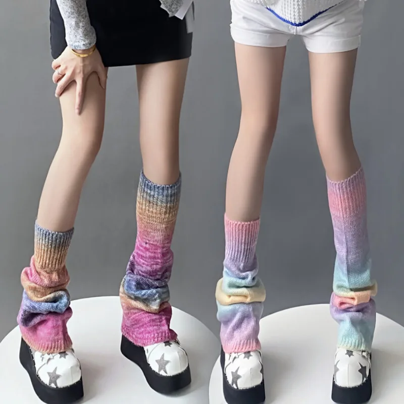 

Color Socks Y2k Gradient Legging Subculture Thin Legs and Stockings Women's Candy-colored Wide Legs Trumpet Sock