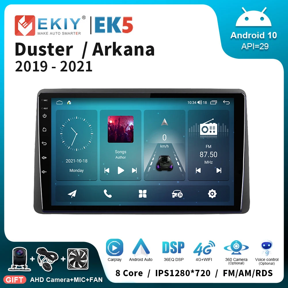 EKIY EK5 Android 10 стерео Автомагнитола для Renault Duster HM 2 II 2020 - 2021 Arkana 1 I 2019 мультимедиа Carplay