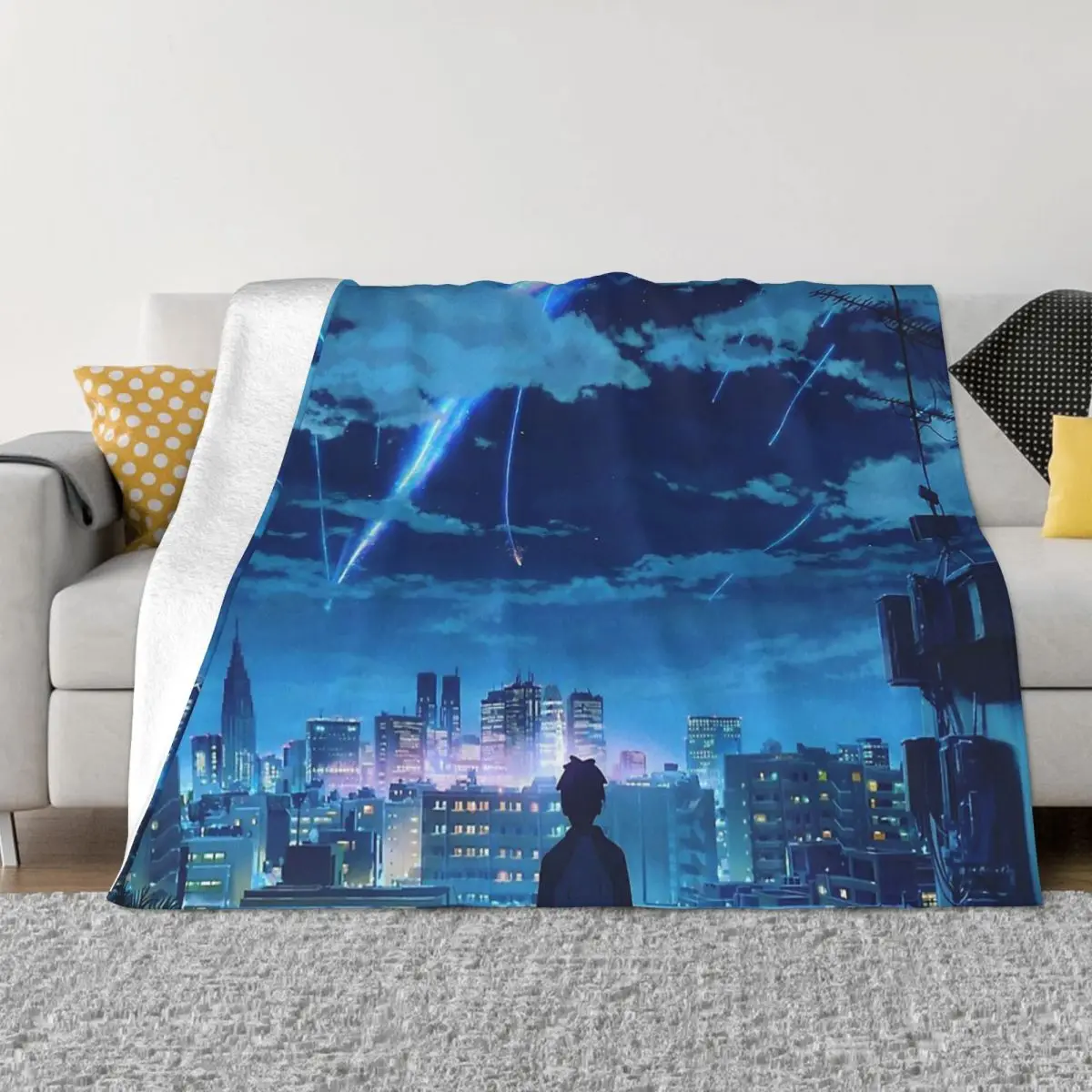 Одеяло из фланели с надписью Makoto Shinkai Tachibana Taki Miyamizu Mitsuha |