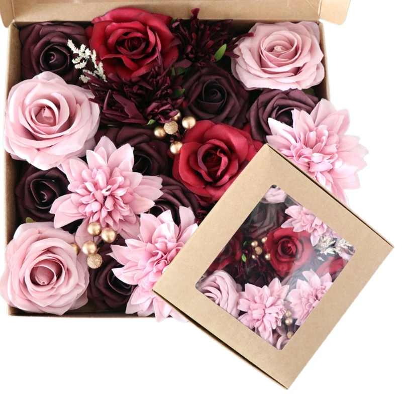 

Wedding Artificial Rose Flowers Combo Box for DIY Bouquets Party Home Decoration
