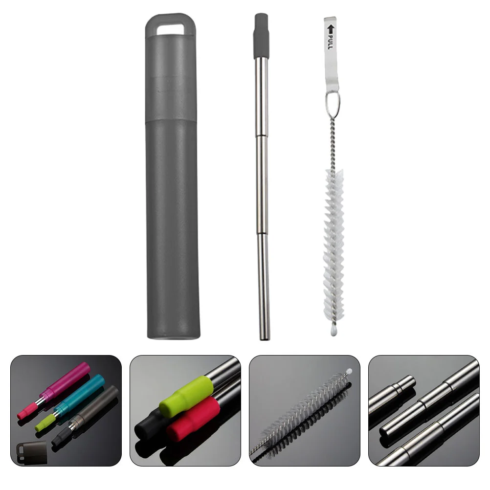 

Drinking Straws Reusable Multipurpose Stainless Steel Party Drinks Brush Metal Bar Useful Milk Foldable