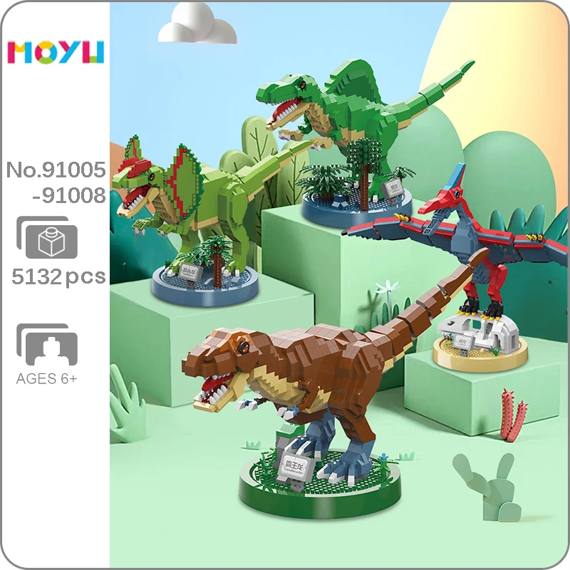 

Moyu Jurassic Tyrannosaurus Rex Pterosaur Spinosaurus Dilophosaurus Dinosaur DIY Mini Diamond Blocks Bricks Building Toy no Box