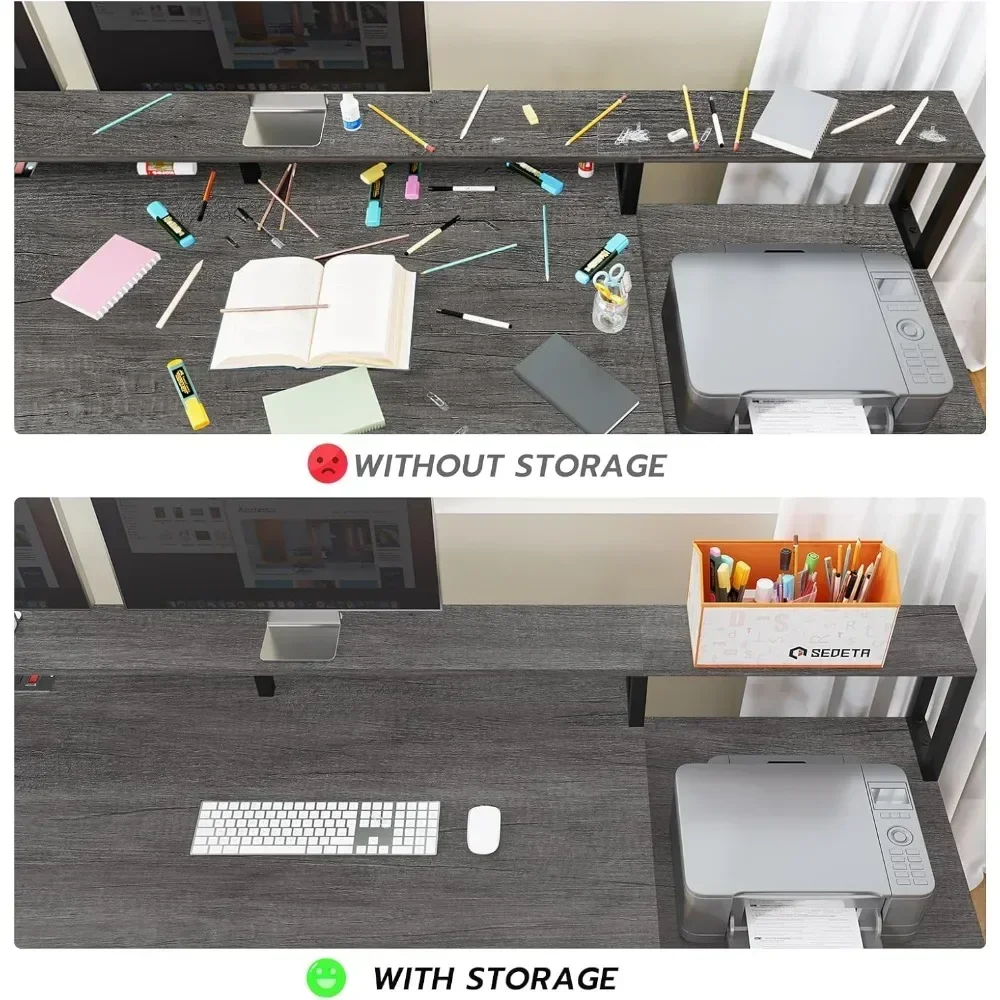 Geformter Rosenoschreibtisch 66-Zoll-Home-Office-Schreibtisch Mit Aktenschublade Und Steckdose