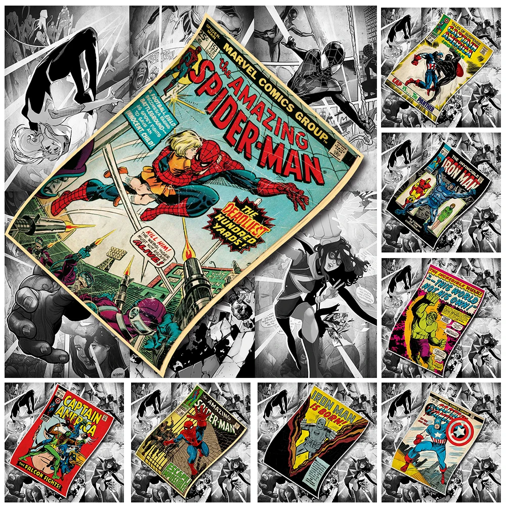 Картина на холсте Disney Мстители Человек-паук Железный человек Капитан Америка