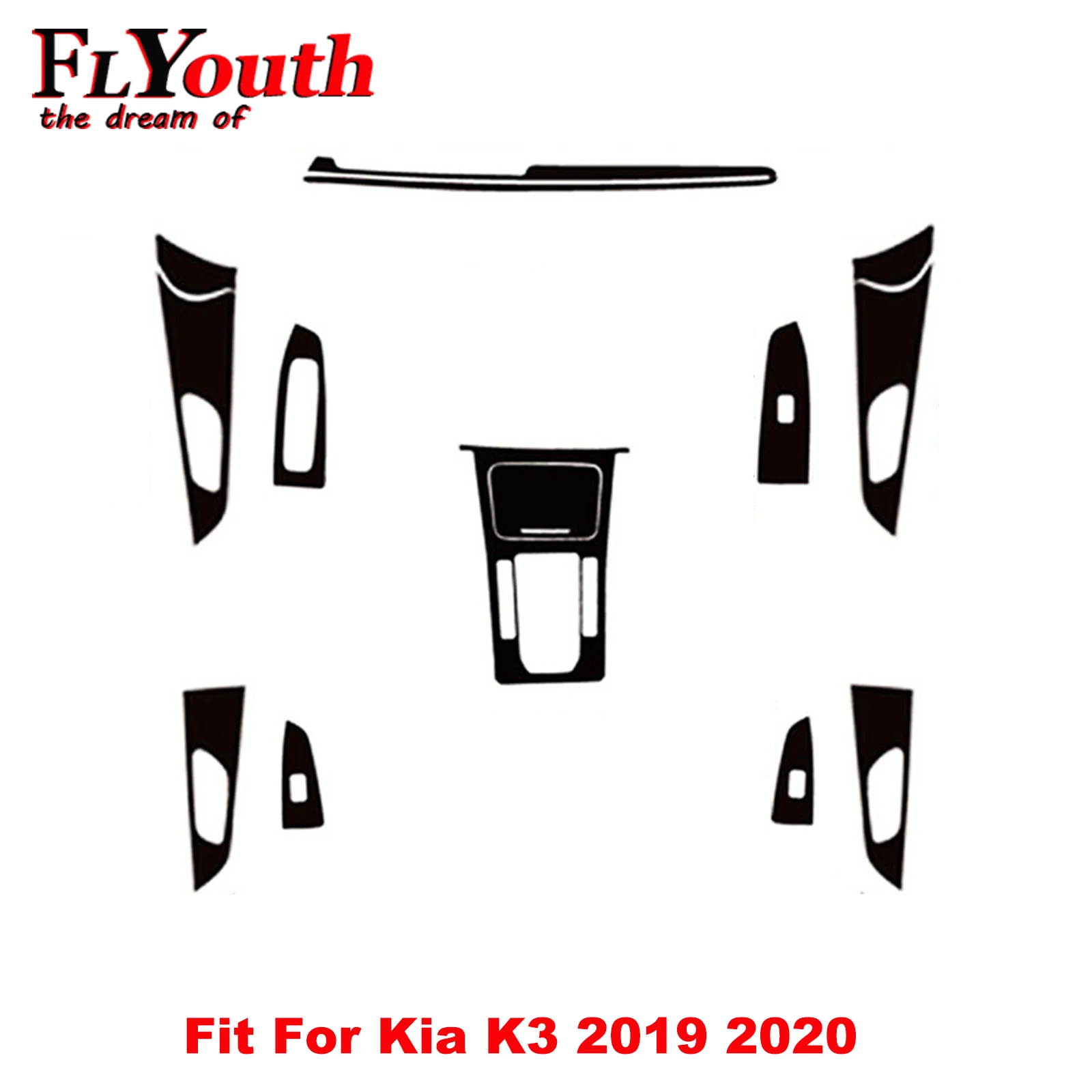 

Наклейка 5D из углеродного волокна для Kia K3 2019 2020, панель переключения передач автомобиля, держатель стакана для воды, панель, рамка, крышка, о...