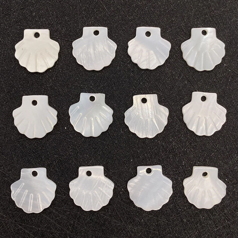 

Natural White Mother-of-pearl Beads Scallop Beads Oval Fashion Needle Thread Bead Edge Hole for Necklace Earring Making DIY