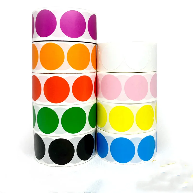 

500pcs Chroma Labels Stickers Color Code Dot Labels Stickers 1 Inch Round Red, ,Yellow,Blue,Pink,Black,Stationery Sticker