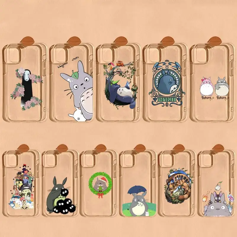 

Cute Totoro Miyazaki Anime No Face Phone Case for iPhone 11 12 13 mini pro XS MAX 8 7 6 6S Plus X 5S SE 2020 XR clear case