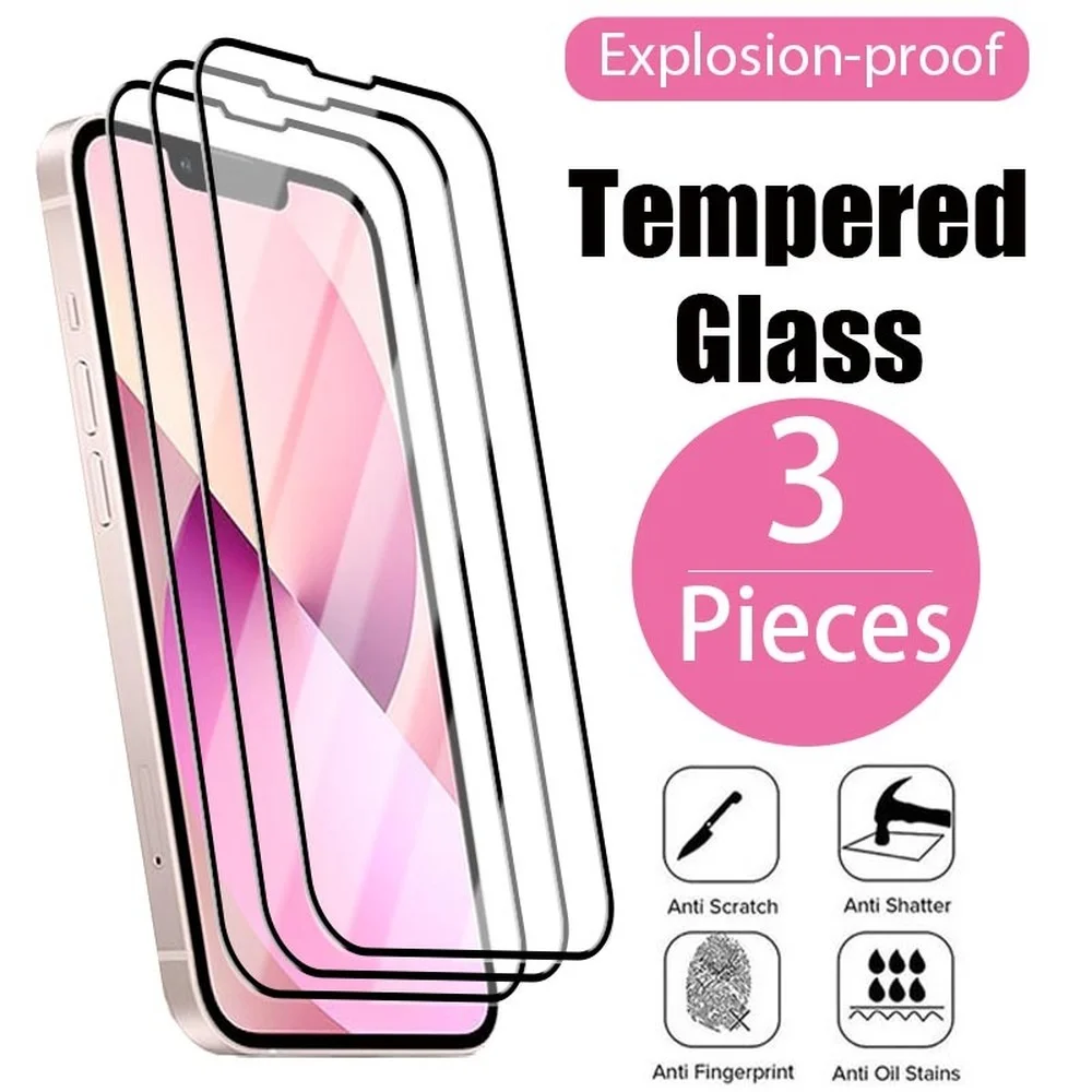 

3PCS Full Cover Screen Protector on iPhone 13 12 Pro Max Mini Tempered Glass For iPhone 11 Pro Max X XR XS 6S 7 8 Plus glass