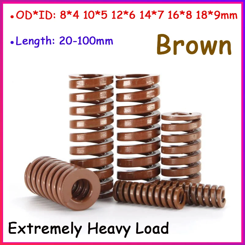 

Brown TB Extremely Heavy Load Compression Die Spring Spiral Stamping Mold Spring OD 8 10 12 14 16 18mm Length 20 - 100mm