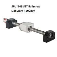sfu1605 rolled ball screw 250mm 500mm 800mm 1000mm 1500 mm ballnut housing coupler rm1605 1 set bk12bf12 end support set