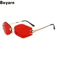 boyarn new oculos hot selling rimless crystal cutting diamond ocean sunglasses trend street photography su