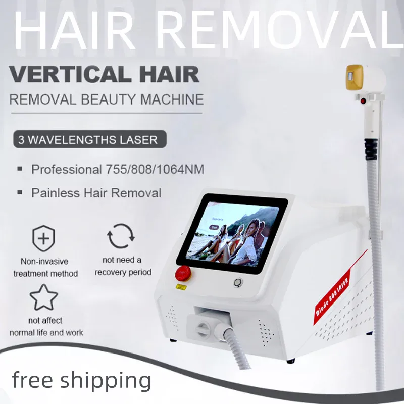 Permanent Hair Removal 808nm Diode Laser Machine CE certified Bikinis 755 808 1064nm Painless Device Body Beauty Free Shipping