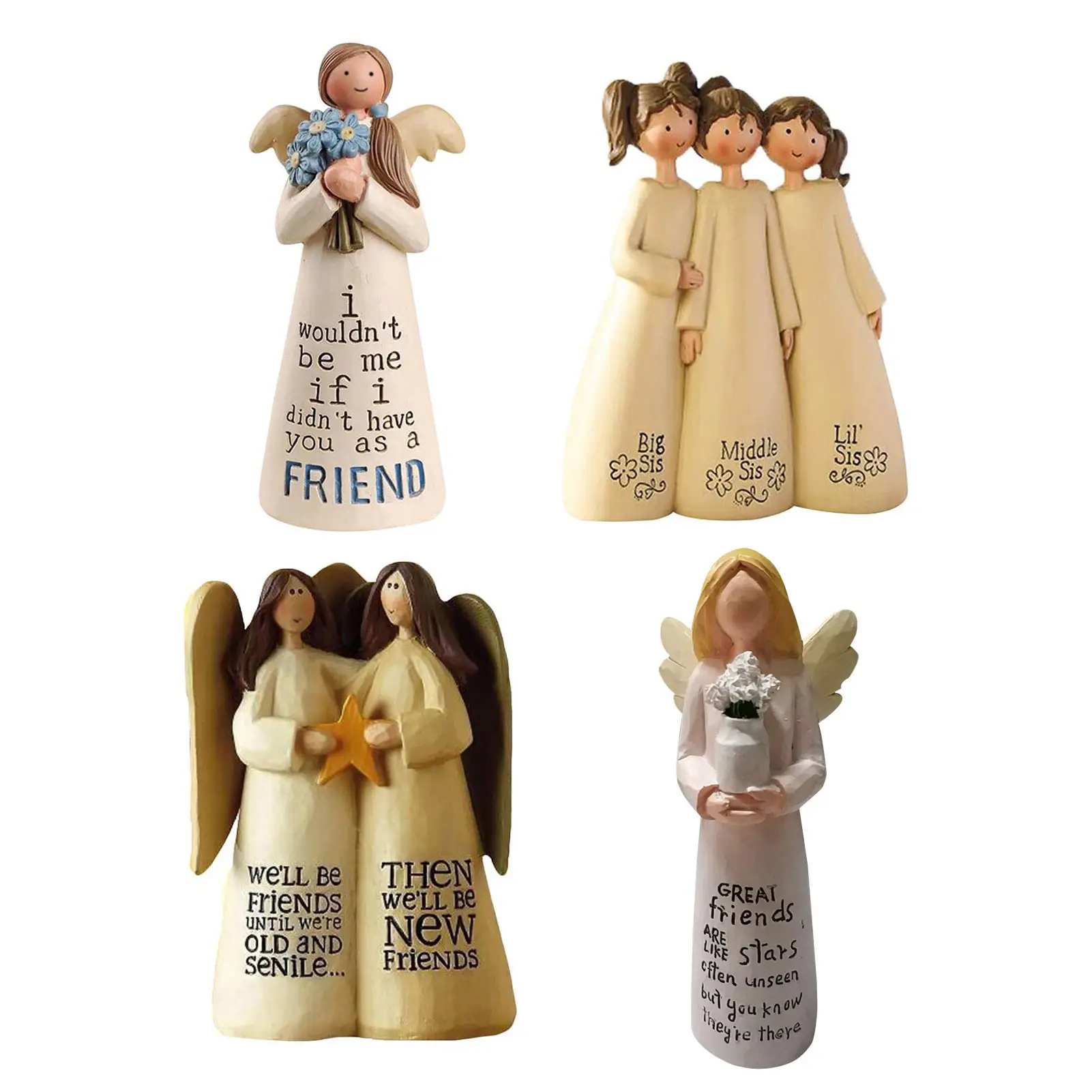 

Friendship Angel Statue Memorable Blessing Element Sculpted Celebrating Friendship Figurine Desktop Ornament Home Decoration