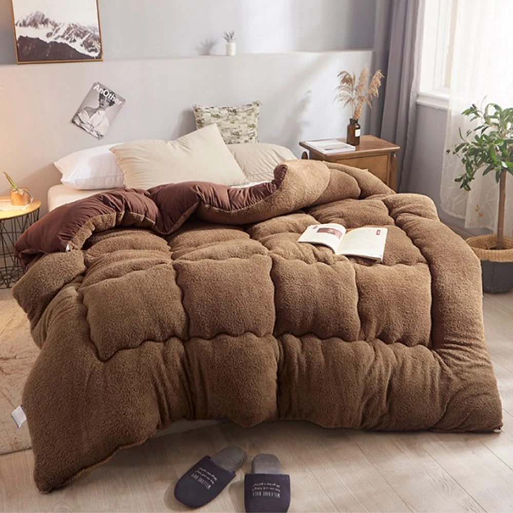 

Winter Thicken Wool Quilt Warm Lamb Blanket Single Double King Queen Hotel Comforter Bed Duvets Bedding Home Textiles Stitch 이불