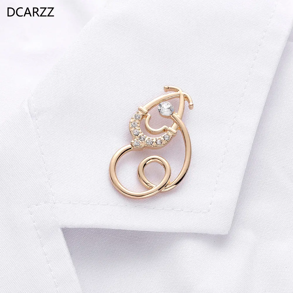 

Crystal Stethoscope Pins Metal Brooches for Women Accessories Medical Pin Lapel Brooch Graduation Gift Vintage Jewelry Wholesale