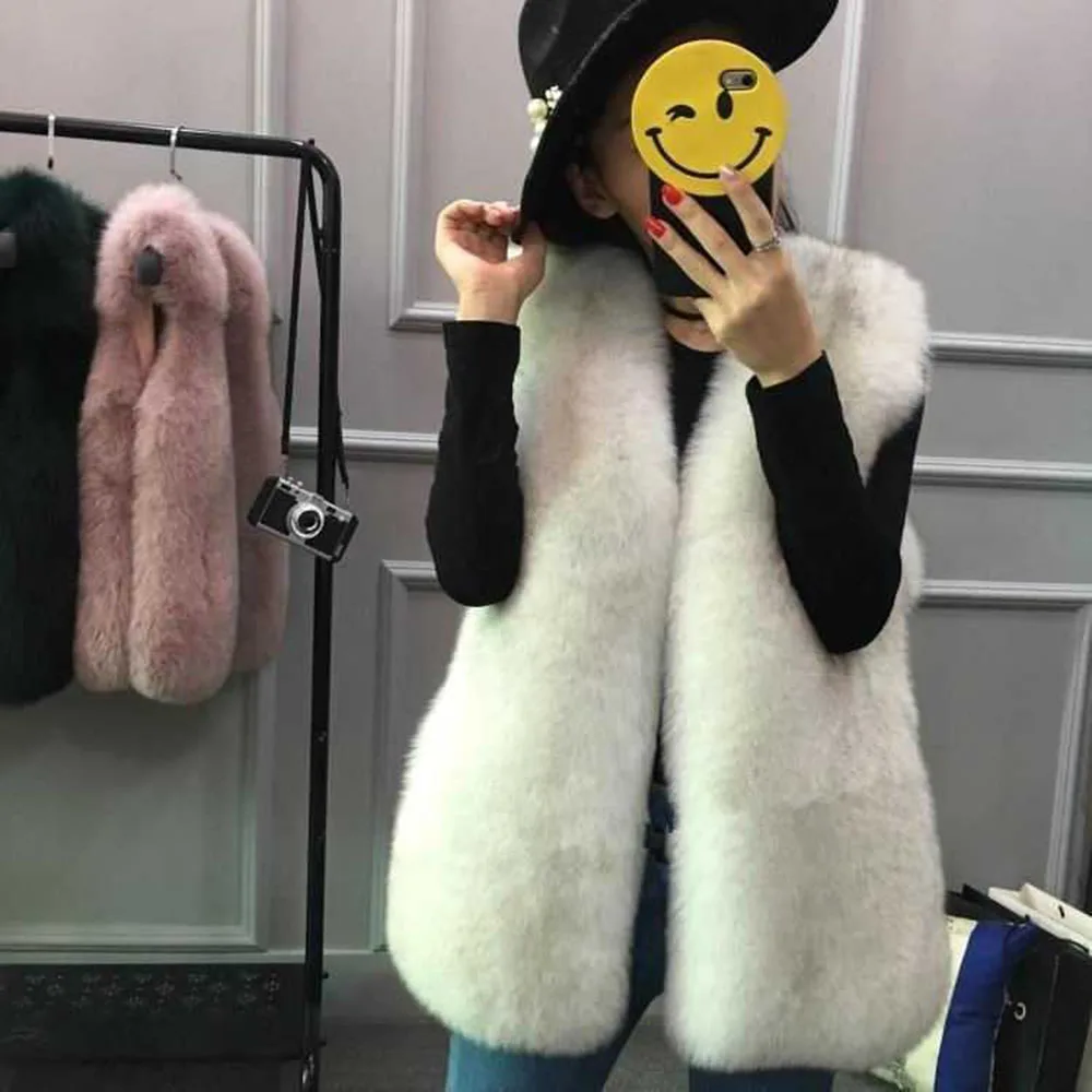 Fake Fox Fur Vest 2022 Luxury Very Warm Autumn and Winter Fashion Women's Clothing Fluffy Teddy Slim Street Elegant Wholesale