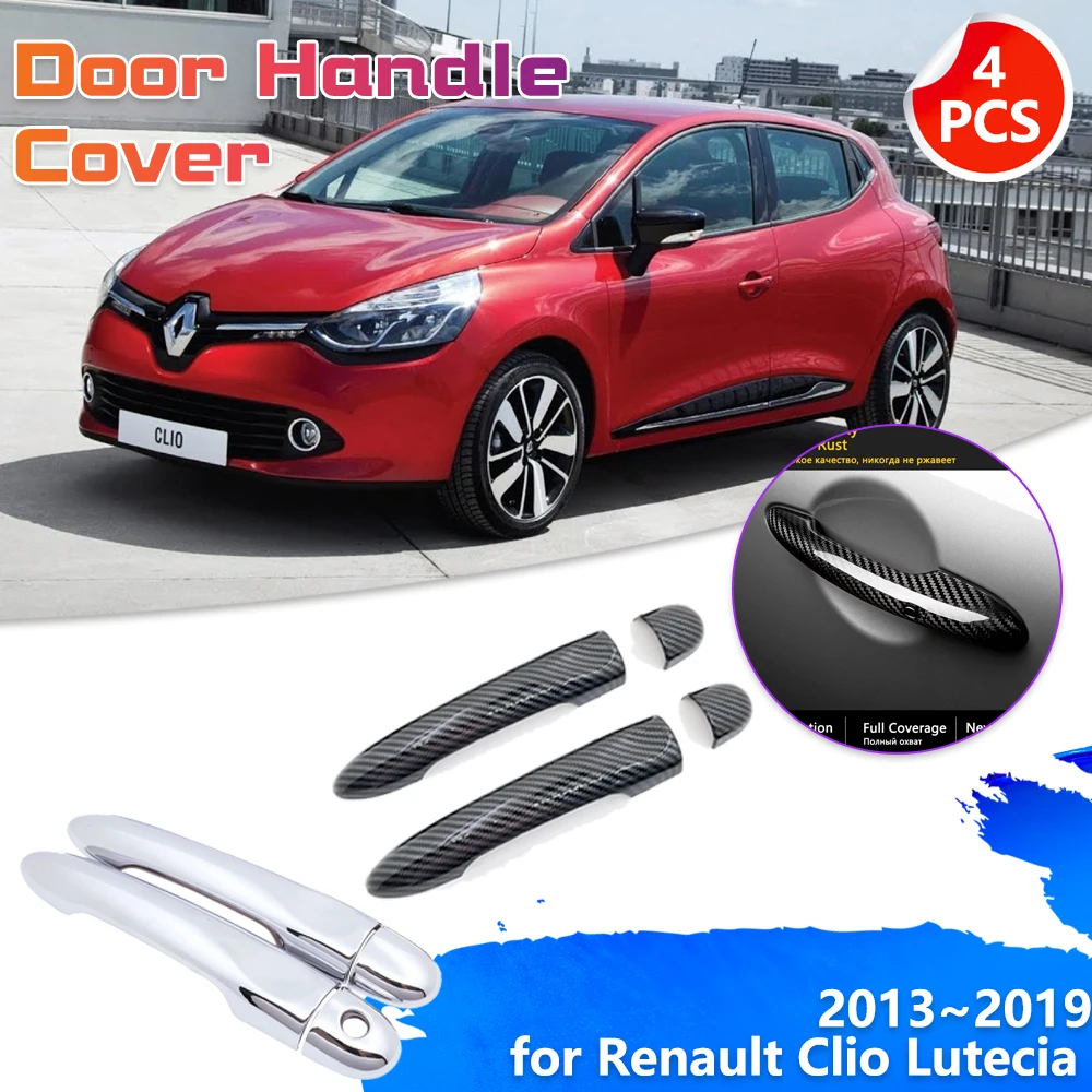 Крышка автомобильной дверной ручки для Renault Clio IV MK4 Lutecia 2013 ~ 2019 хромированная