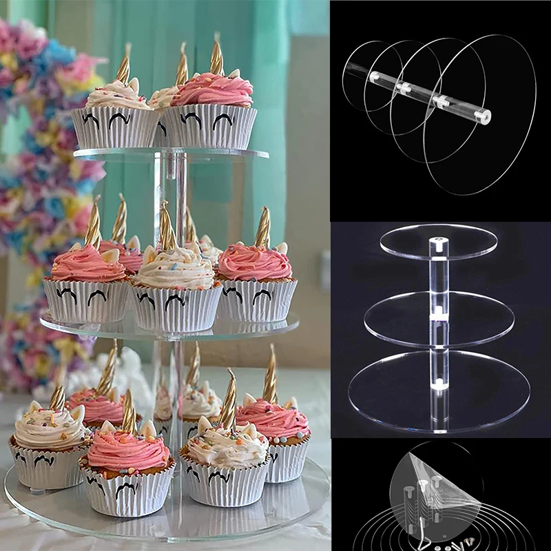 

Acrylic Cake Disc Stand Crystal Display Shelf Cupcake Holder Plate Birthday Party Events Baby Shower Stands Clear Dessert Tower