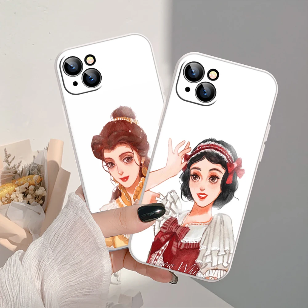 

Snow White Belle Phone Case For Apple iPhone 13 12 11Pro Mini X XR XS Max 6 7 8 Plus SE 2020 Silicon Soft Snow White Back Cover