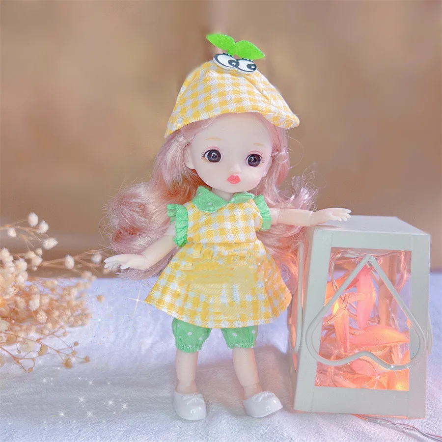 

16 Cm BJD Doll 1/8 13 Joints Cute Expression Suit Clothes Changed Dress Up Girl Princess Diy Play House Toys