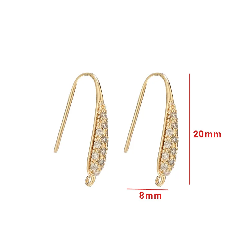 

6pcs 18k Gold Plated Brass Crystals Earring Hooks 8*20mm Charms Earrings Studs For DIY Jewelry Earrings Making Findings