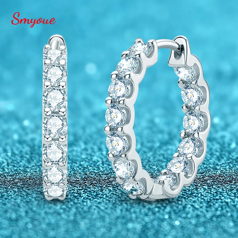 

Smyoue 3mm Total 2.6ct Real Moissanite Hoop Earrings for Women Sparkling Wedding Party Jewelry 100% 925 Sterling Silver Gifts