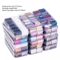 10 pcsset 2 5100cm holographic nail art transfer foil stickers paper starry ab color uv gel wraps nail adhesive decals