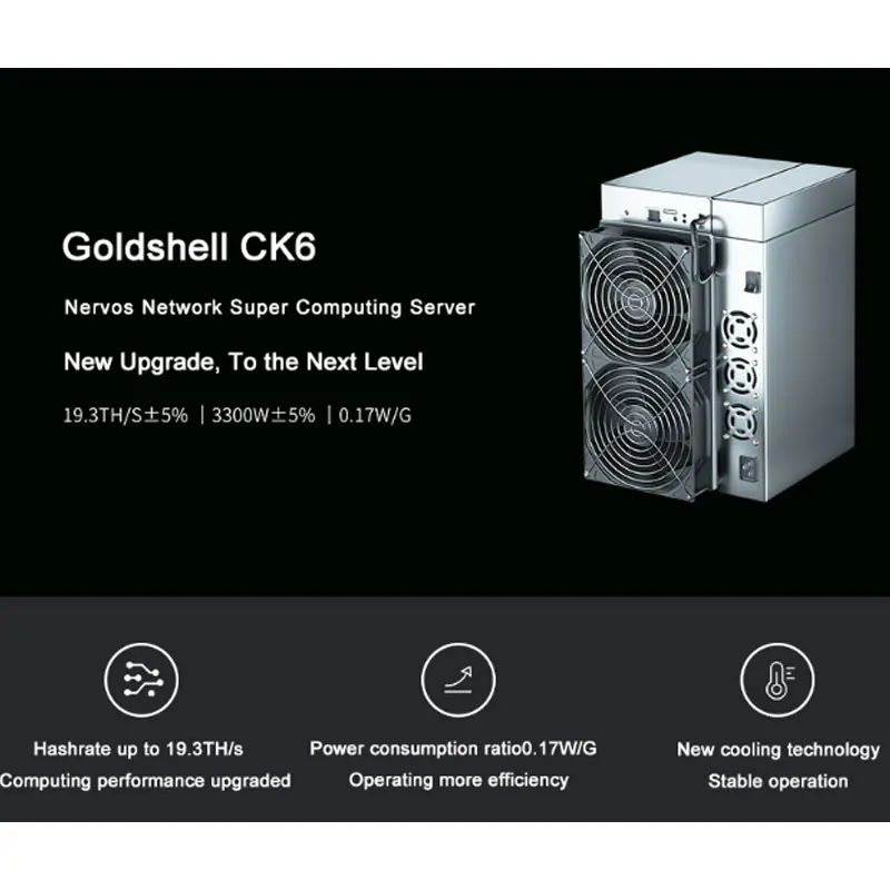 New Goldshell CK6 Nervos Network Super Computing Server New Upgrade, To the Next Level 19.3H/s±5% | 3300W±5% | 0.17W/M