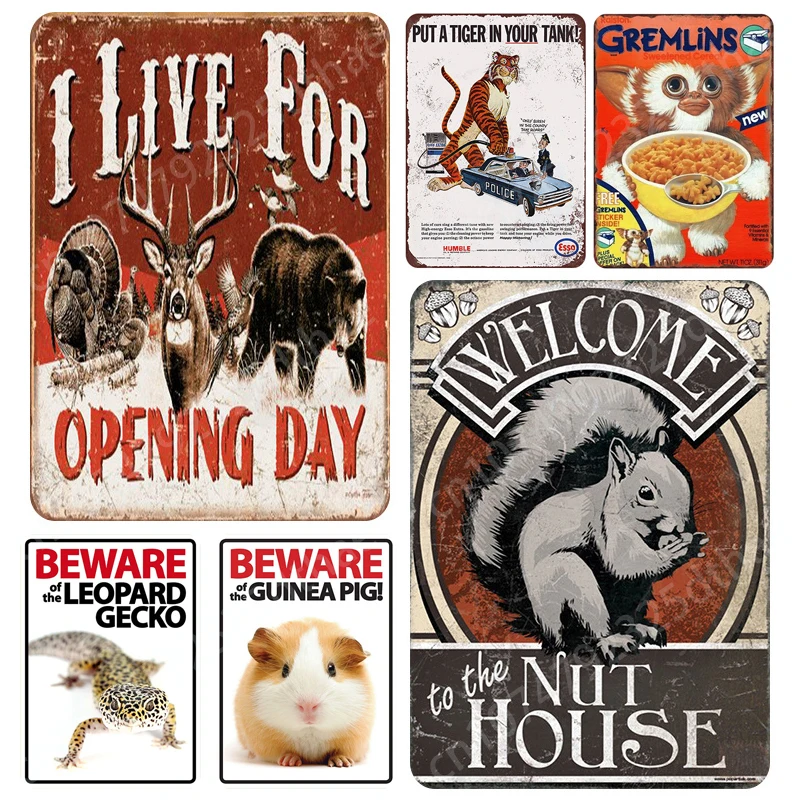 

Vintage Animals Metal Tin Sign Gas Station Pet Shop Restaurant Farm Wall Decor Art Posters Home Room Kitchen Decoration Plaque