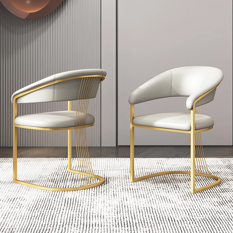 

Luxury Metal Chair Leather Dining With Armrest Dining Room White Modern Chair Design Cadeiras De Jantar Kitchen Furniture