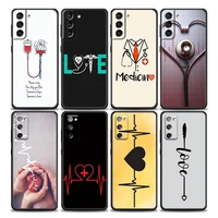 nurse heart and stethoscop phone case for samsung galaxy s7 s8 s9 s10e s21 s20 fe plus note 20 ultra 5g soft silicone case funda