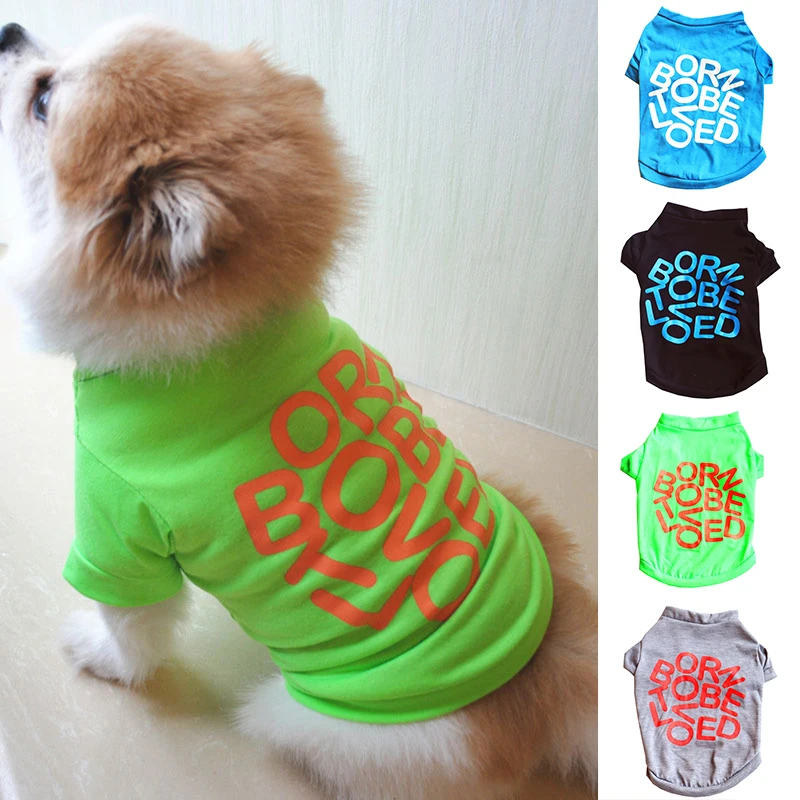 

Fashion Cartoon Pet Dog Clothes For Small Dogs T-shirt Classic Letter Printed Clothes Yorkshire Chihuahua Vest Pet Clothing